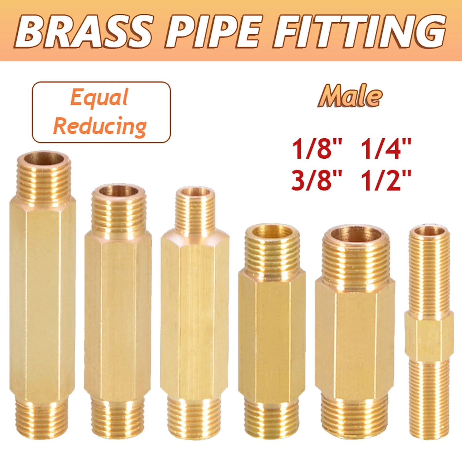 Brass External Direct Extension Pipe External Threaded 1/8