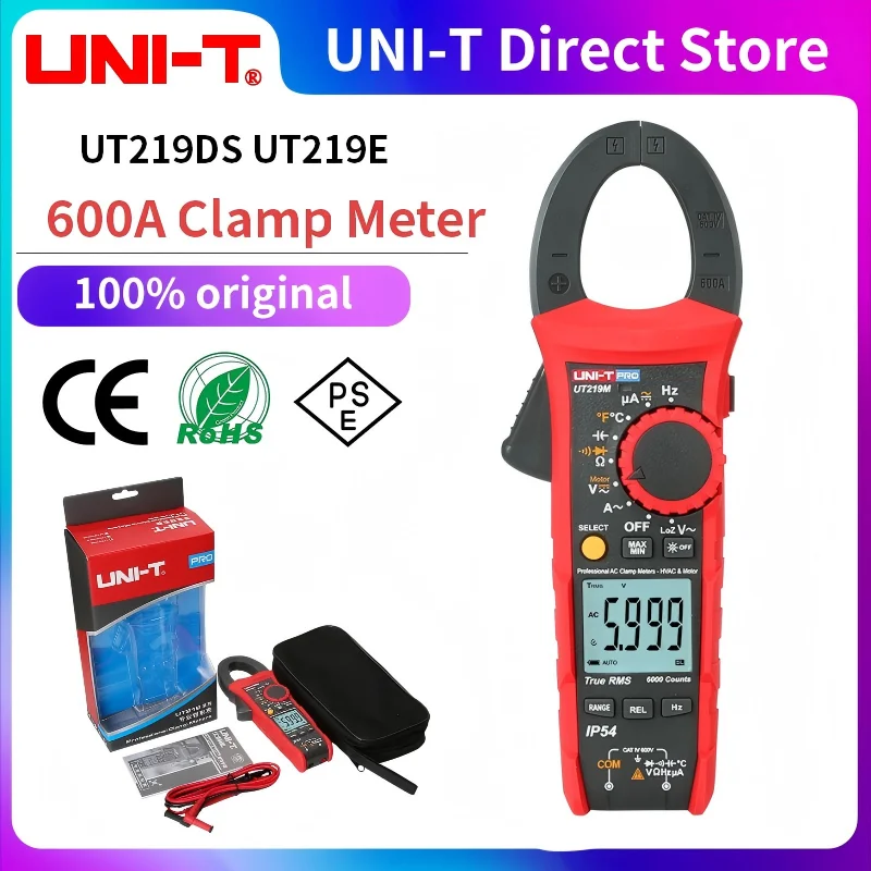 UNI-T Professional Digital Clamp Meter 1000V AC DC UT219DS UT219E True RMS Auto Power Off 3 Phase Motor Sequence Test Inrush
