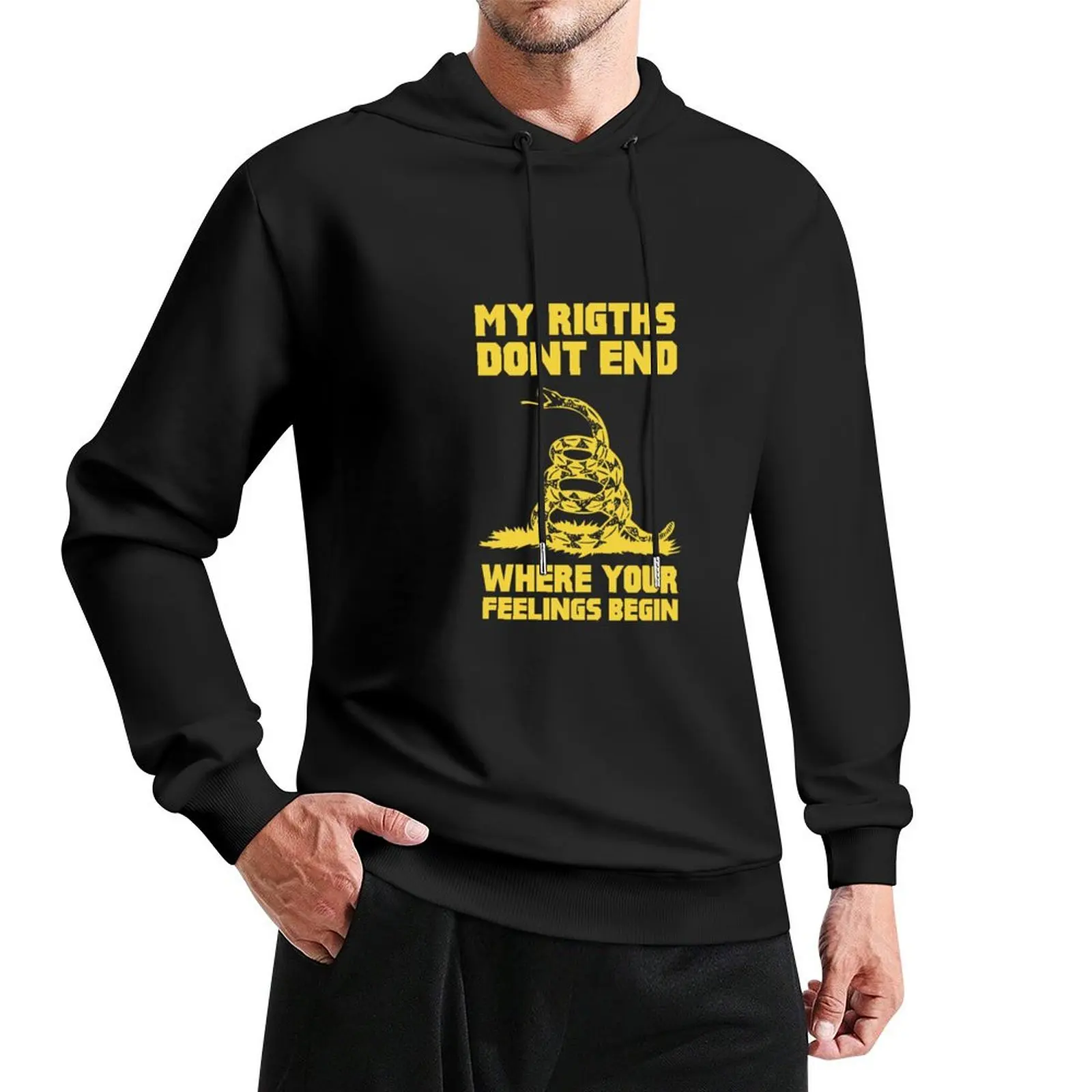 

My Rights Dont End Where Your Feeling Begin gadsden - yellow Pullover Hoodie mens designer clothes man hoodie