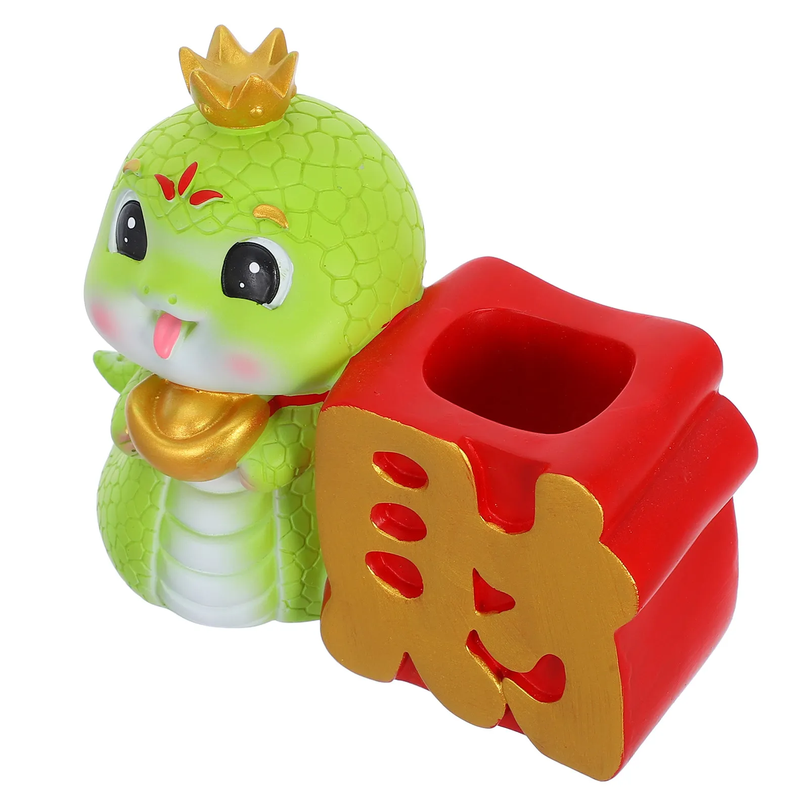 Ceramic Pencil Holder Crown Snake Resin Design Compact Pen Organizer Multifunctional Storage for Desk Office School