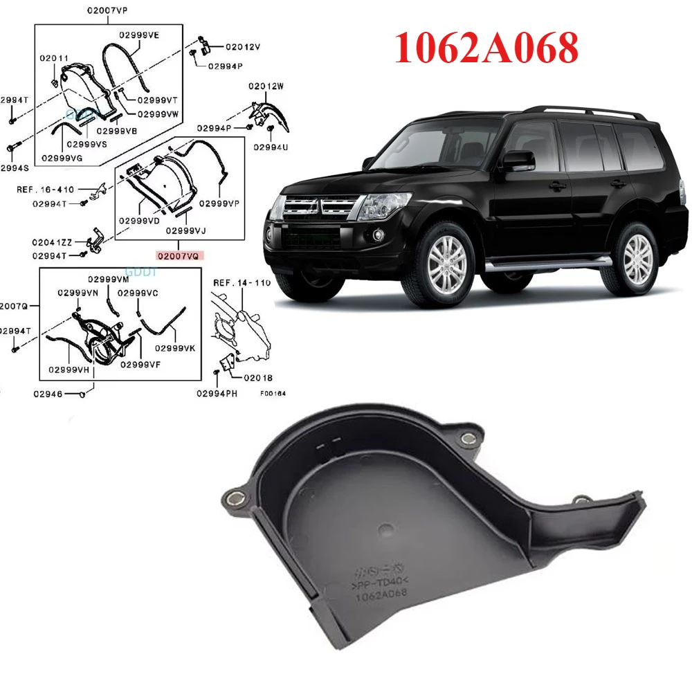 1 Pcs Timing Belt Cover for Pajero V97 Engine Timing Cover for Montero V87 Engine Plastic Timing Belt Cover for Shogun 1062A068