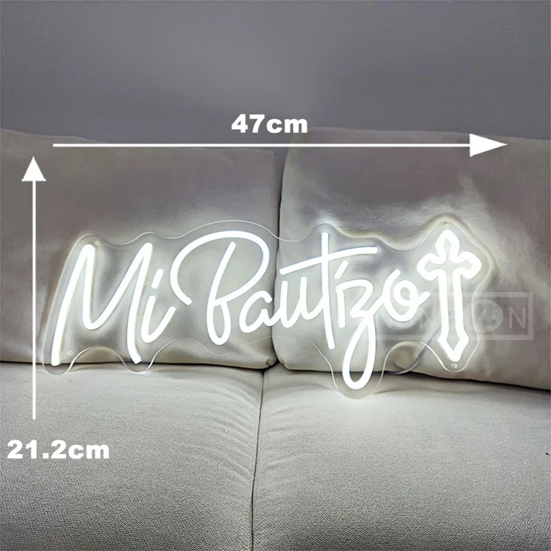 Mi Bautizo Led Neon Teken Muur Decor Multifunctionele Usb Aangedreven Muur Opknoping Met Schakelaar Ideaal Voor Kinderen Verjaardag Neon Verlichting