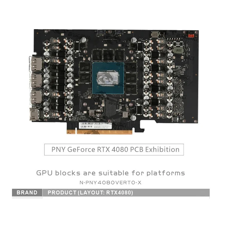 Bykski N-PNY4080VERTO-X Water Block Use for PNY GeForce RTX 4080 Super Founders Edition GPU Card/Copper Cooler/Prevent Corrosion