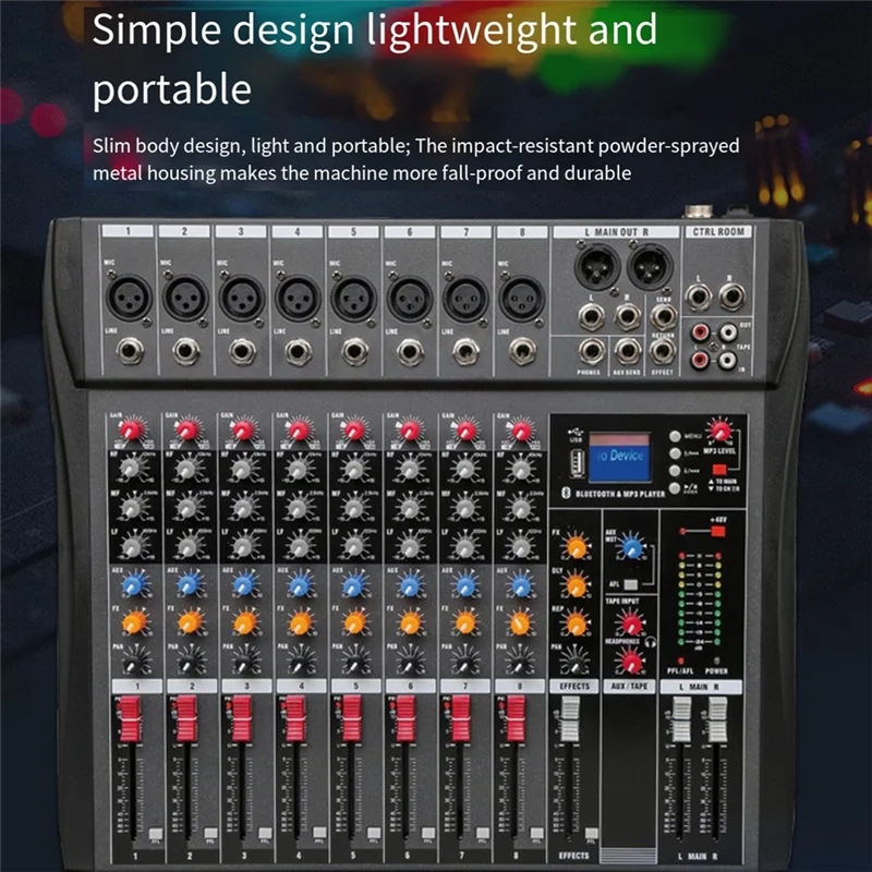 【Flash Sale】CT80 Professional Audio Mixer 8-Channel Bluetooth USB Effect 48V Recording Stage Party Sound Mixer Console