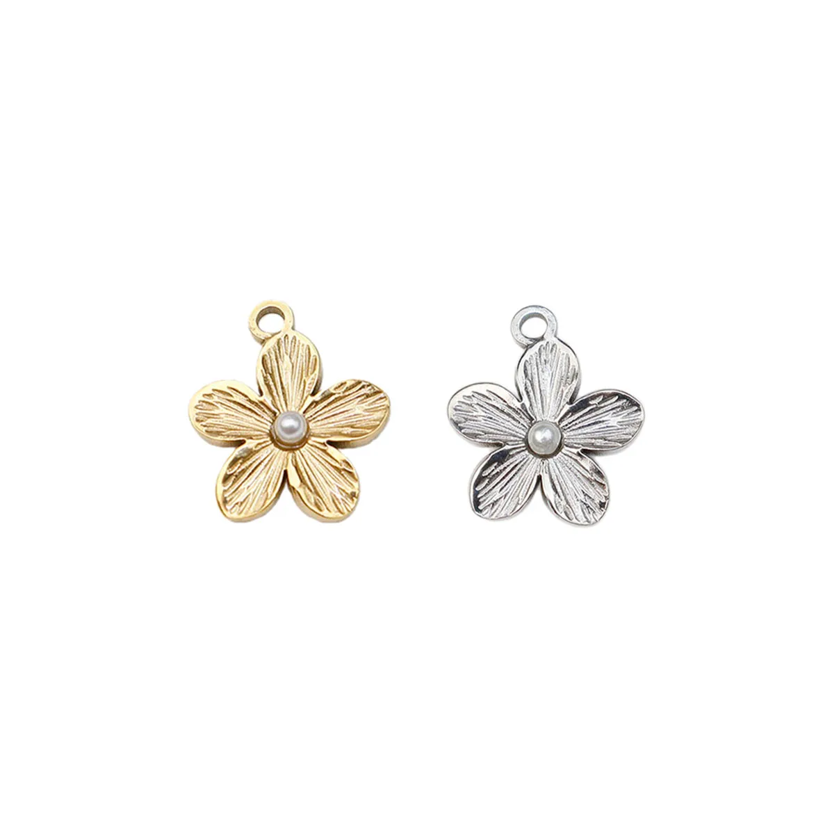 Image of 5 Stück Edelstahl hochwertige Blume antiallergisch Mädchen Charms Anhänger DIY Schmuck Zubehör Halskette Ohrringe PVD Platte