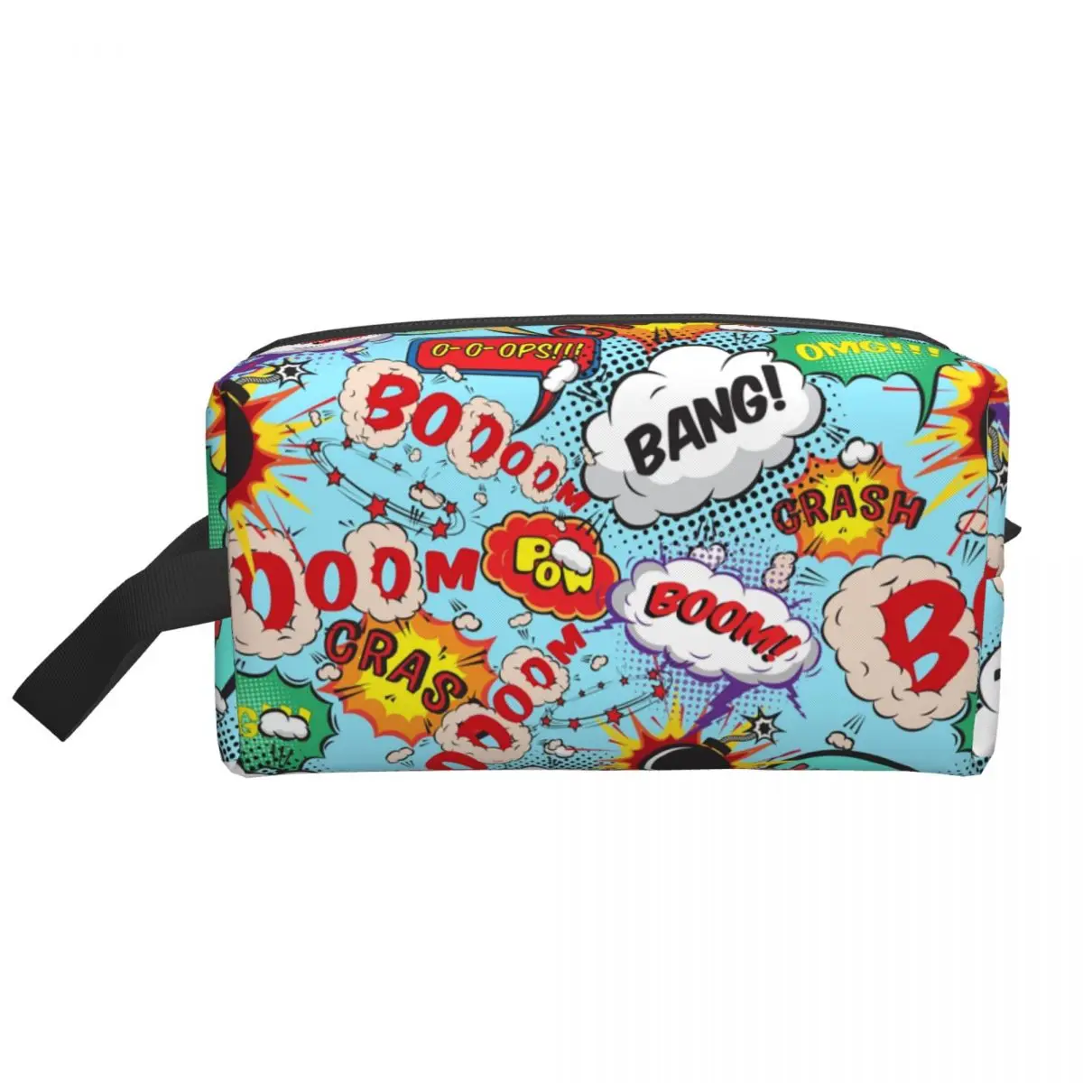 Superhero Cartoon Anime Travel Toiletry Bag Comic Pop Art Explosions Pattern Cosmetic Makeup Organizer Beauty Storage Dopp Kit