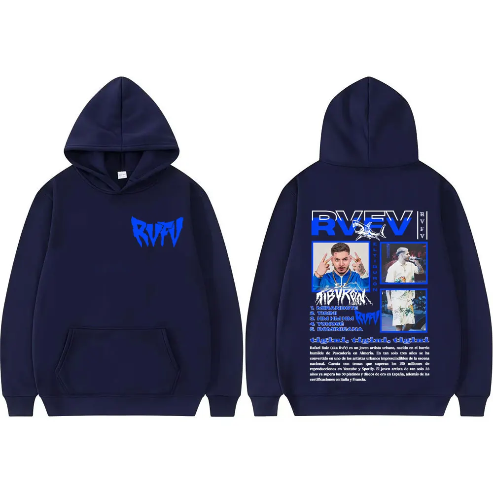 Rapper RVFV Eltiburón Tour Album 2025 Cover Hoodies Männer Langarm Casual Hoodie Mode Vintage Pop Musik Übergroßes Sweatshirt
