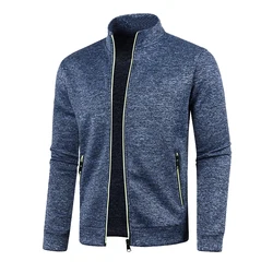 Men Knit Cardigan Thick Fleece Sweater Slim Zip-Up Jacket Warm Jumper Winter Coat Casual Knitwear Sweatshirt Man Luxury Clothing