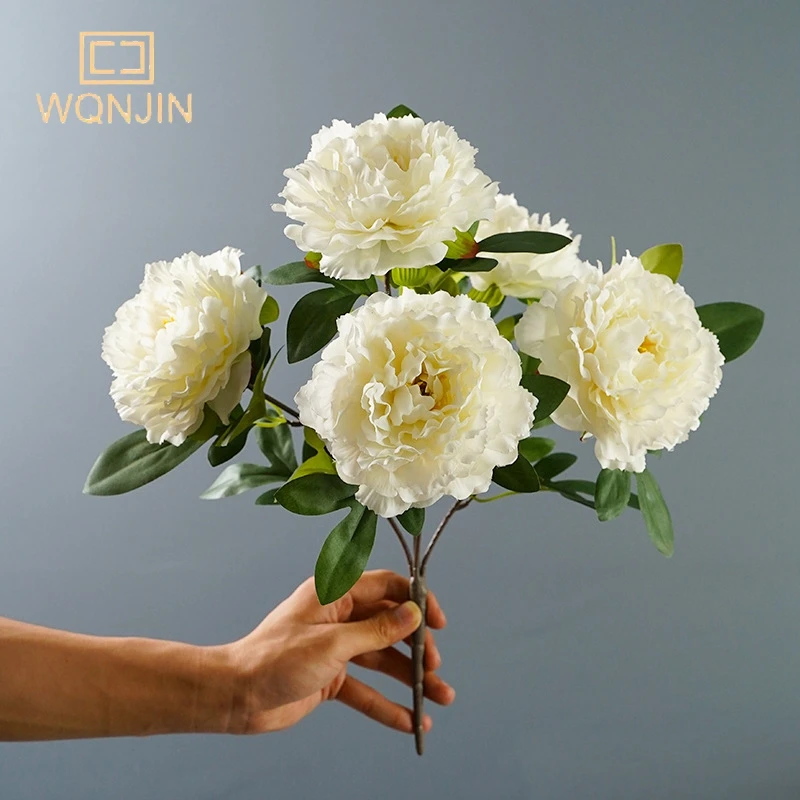 5 Köpfe große rote Seide künstliche Pfingstrose Blumenstrauß Blumen Dekoration Hochzeit Zuhause Tisch große gefälschte Blumen Valentinstag liefert – Detail 7