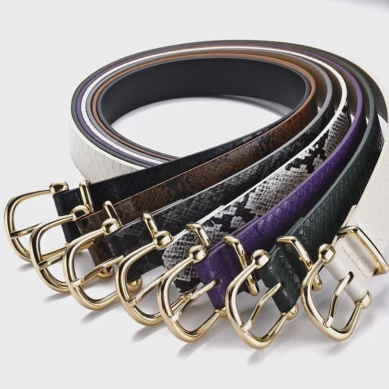 Fashionable Snake Scale Pattern Belts for Woman 105cm Soft PU Belts Woman Coat Skirt Accessories