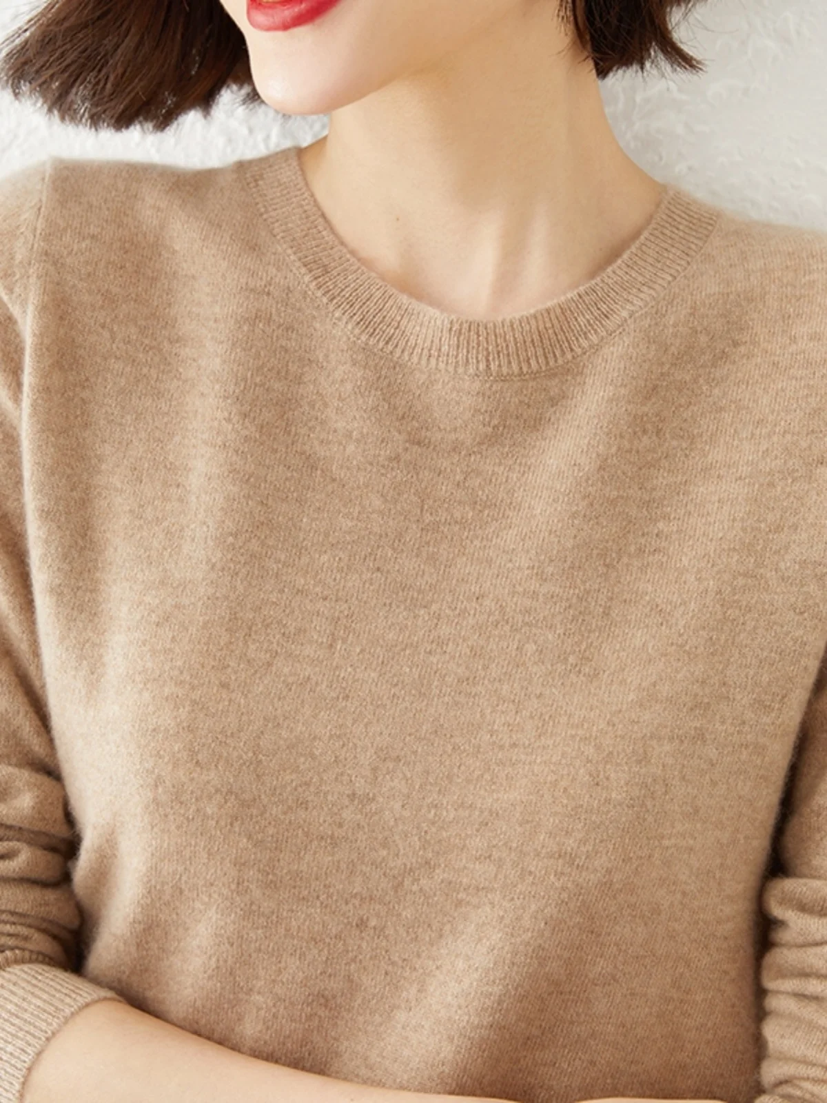 

Новинка 2026: Женский теплый трикотажный пуловер с круглым вырезом и длинным рукавом, без шерсти, в корейском стиле, однотонный