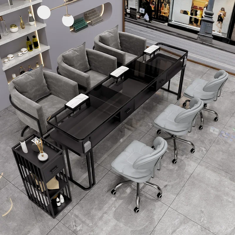 

Black European Nail Table Stickers Drawer Nordic Station Nail Table Manicure Designer Muebles De Salon De Belleza Furniture