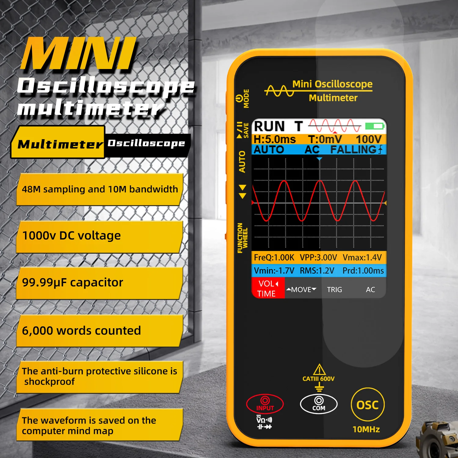 BSIDE Graphic Digital Multimeter Oscilloscope OS1 High-precision Multitester Resistance Voltage Capacitance Hz Continuity Tester