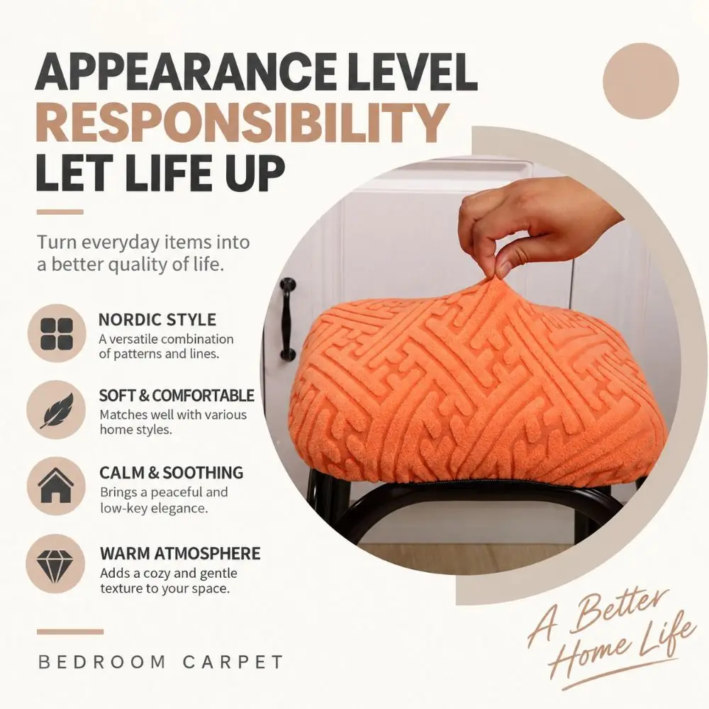 Jacquard Square Stool Cover Non-Slip Stretchable Seat Cover Geometric Pattern Washable Bar Stool Cover Home Furniture Protection