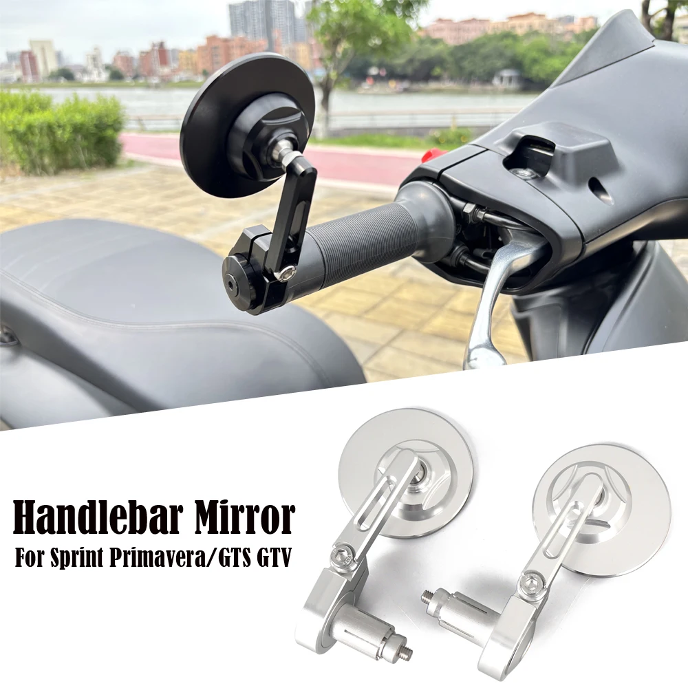 

For Vespa Sprint Primavera 150 GTV300 GTS 300 CNC Rearview Mirrors Blue Glass Scooter Bar End Handlebar Mirror Rear View Mirror