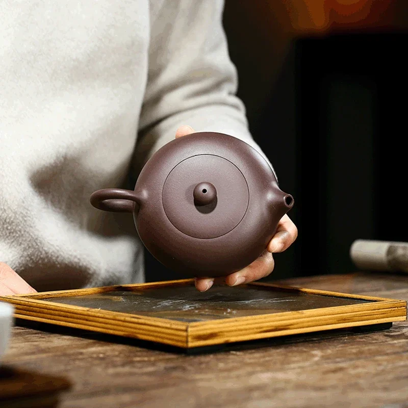 1pc Raw Ore Oolong Tea Kettle Chinese Yixing Tea Pot Purple Clay Xishi Teapot Household Handmade Teaware Authentic 210ml