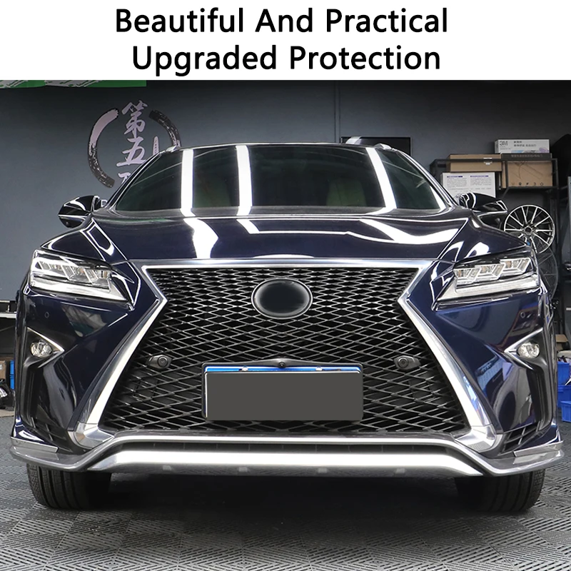 QHCP Car Front Bumper Bar Anti-collision Strips Wrap Angle Modified Anti-scratch Trim Strip for 16-19 Lexus RX 300/200T/450