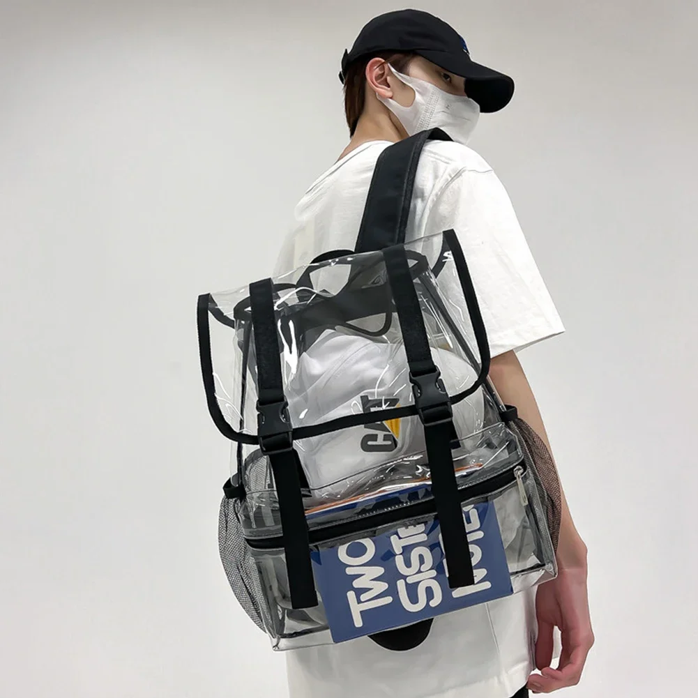 Transparent PVC Women Backpack Solid Color Casual Clear Waterproof Student School Bags Fashion Travel Rucksack for Men Women