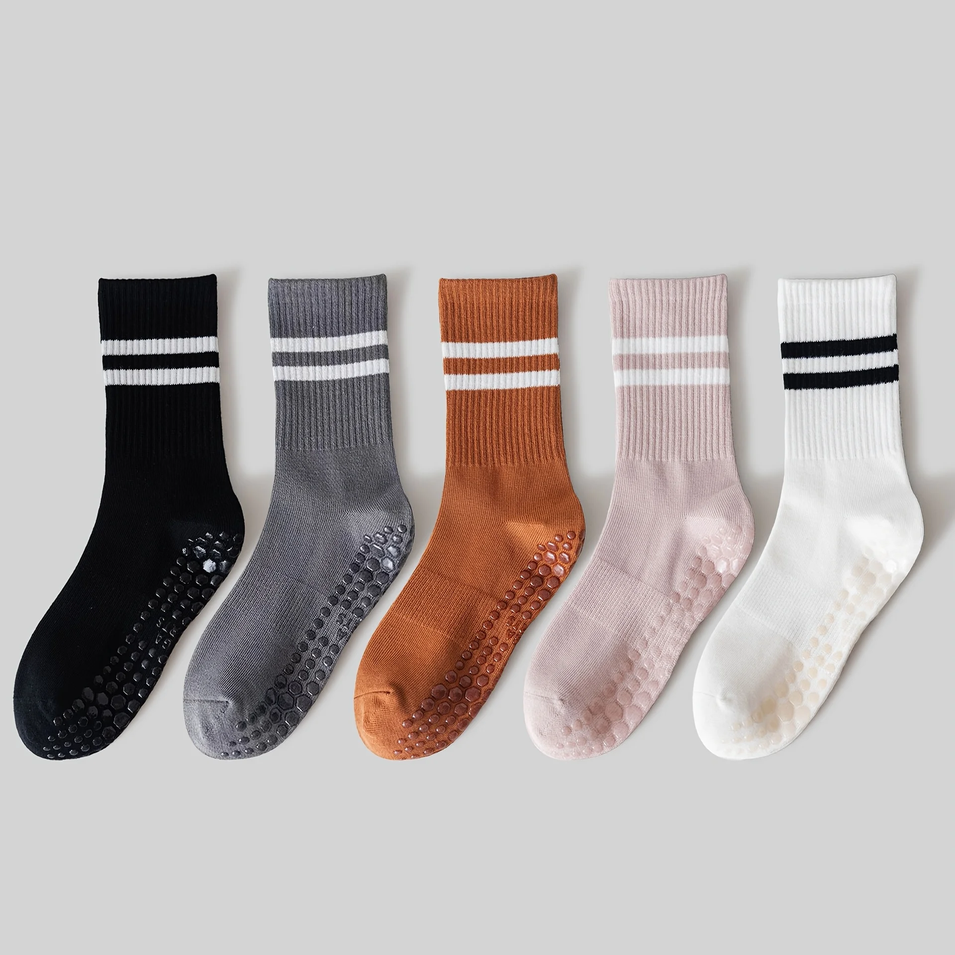 5 pares feminino profissional antiderrapante indoor fitness grip pilates esportes yoga meias
