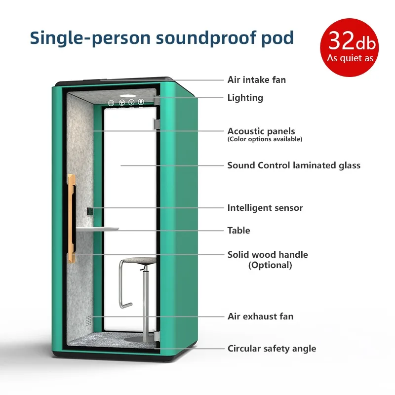 Contemporary Modular Soundproof Office Pod Private Soundproof Phone Booth for Office Living Room