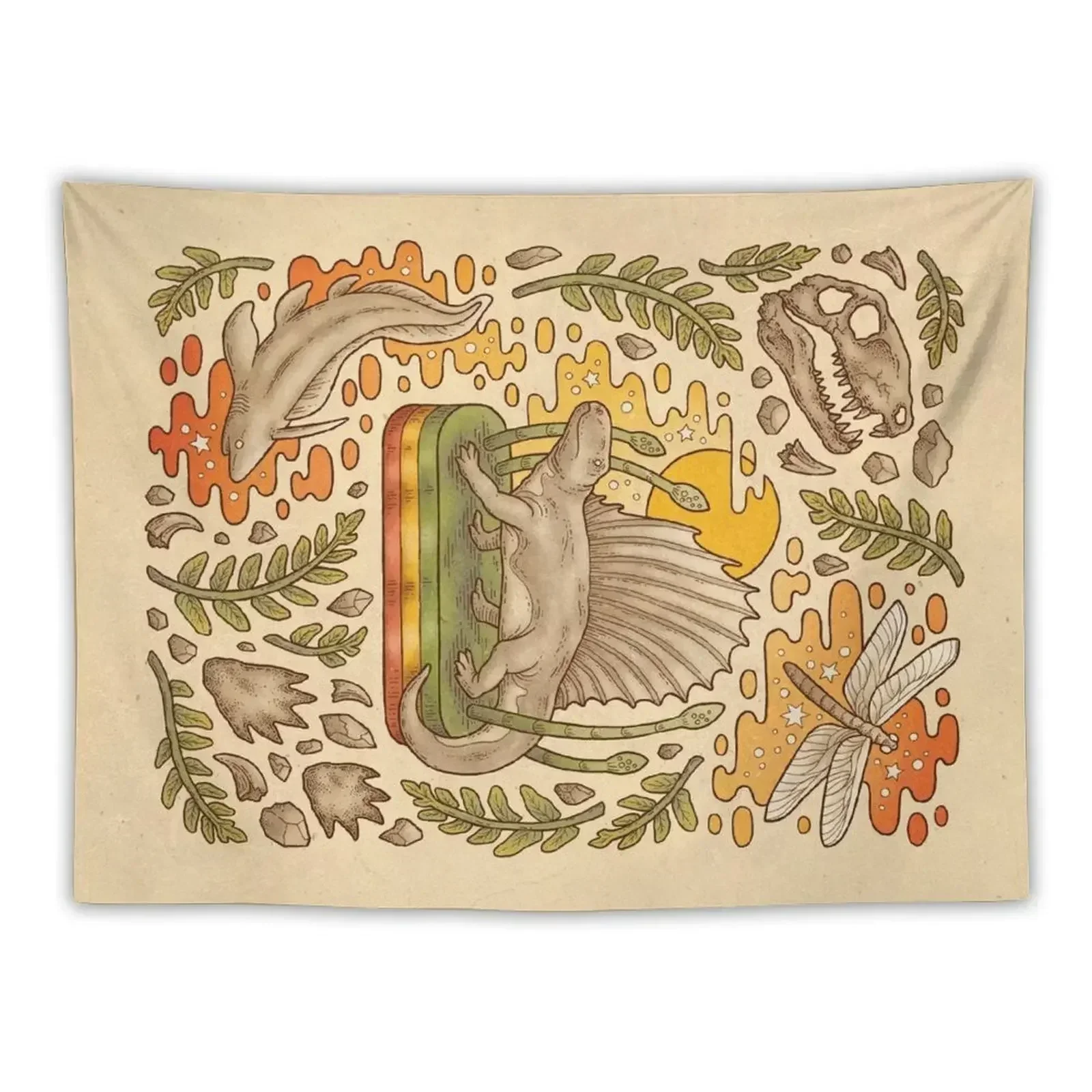 Daydream Dimetrodon | Natural History Art | Permian Prehistoric Life Tapestry Outdoor Decoration Tapestry