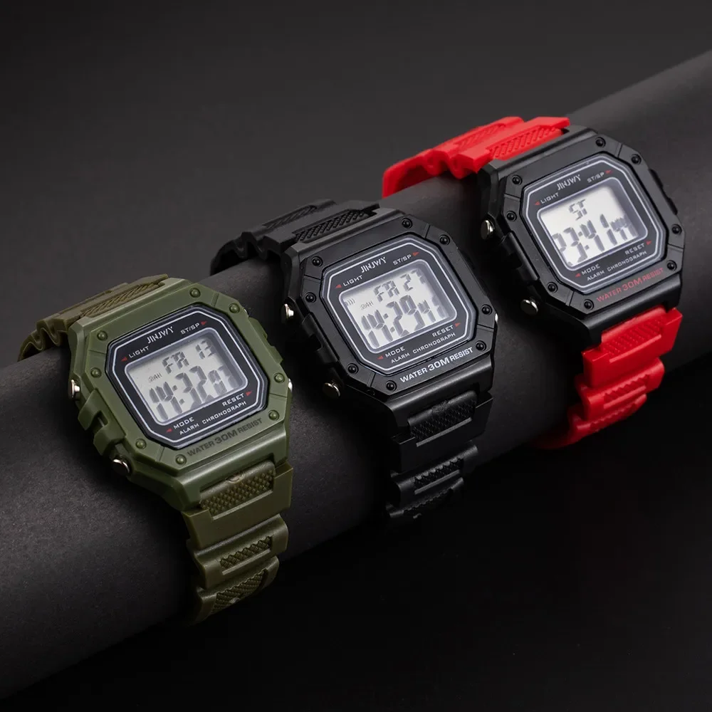 2024 Fashion Men Digital Watches Sports Waterproof Electronic Mens Wristwatches Square Silicone Military Watch Reloj Hombre