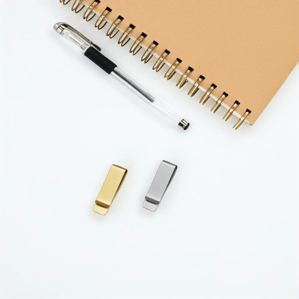 

4Pcs Stainless Steel Pen Clip Holder Money Clip for Notebook Journal Planner Binder File Organizer Mini Office Supplies