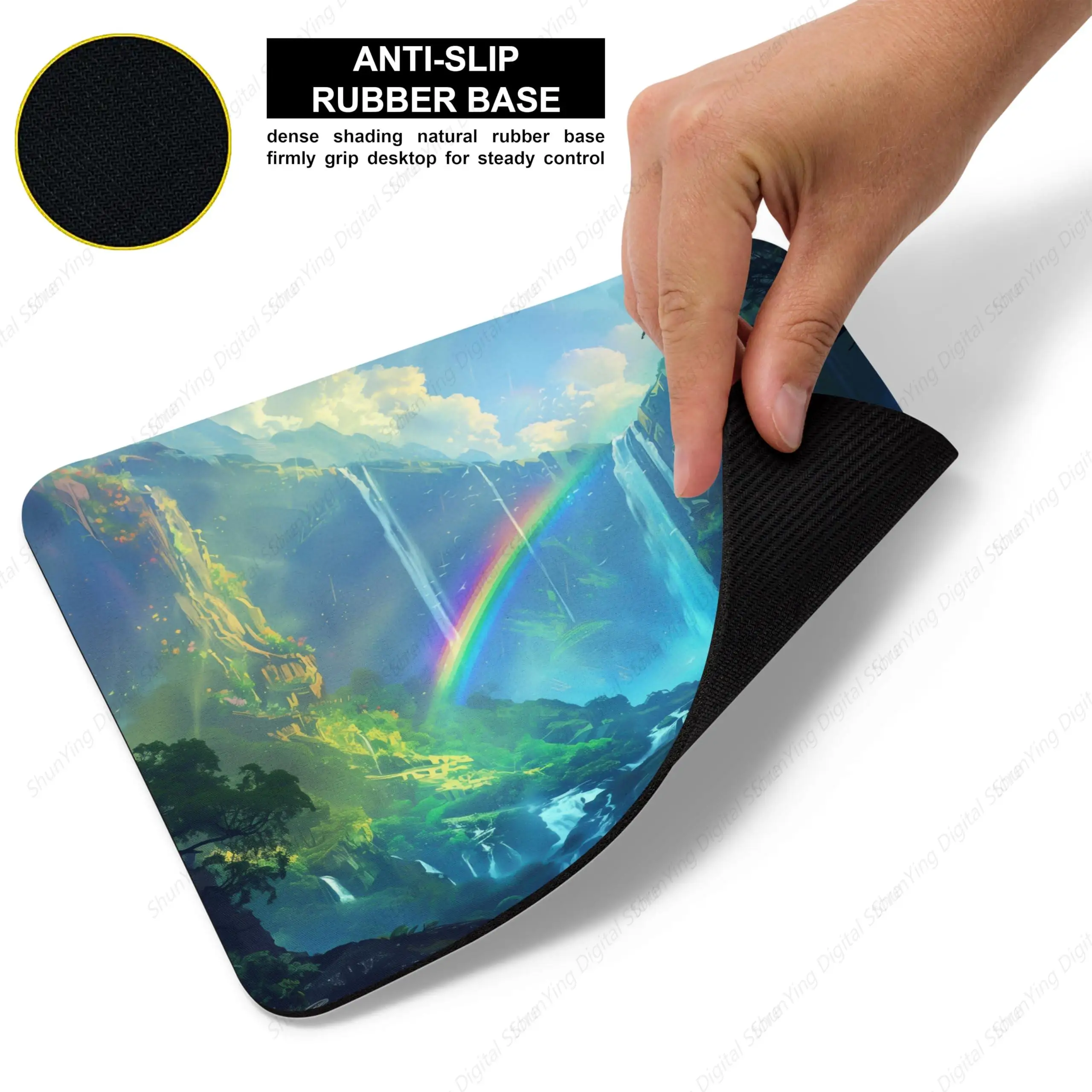 Regenboog Waterval Muismat Stijl Antislip Rubber Geschikt Voor Gaming Kantoor Laptop Muismat 18*22cm