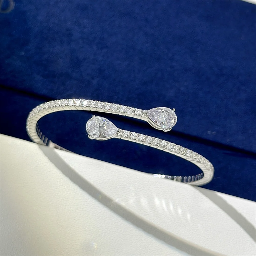 

Double Water Drop Cross Arm Bracelet Water Drop Diamond Women Exquisite And Elegant Simple Style Bracelet