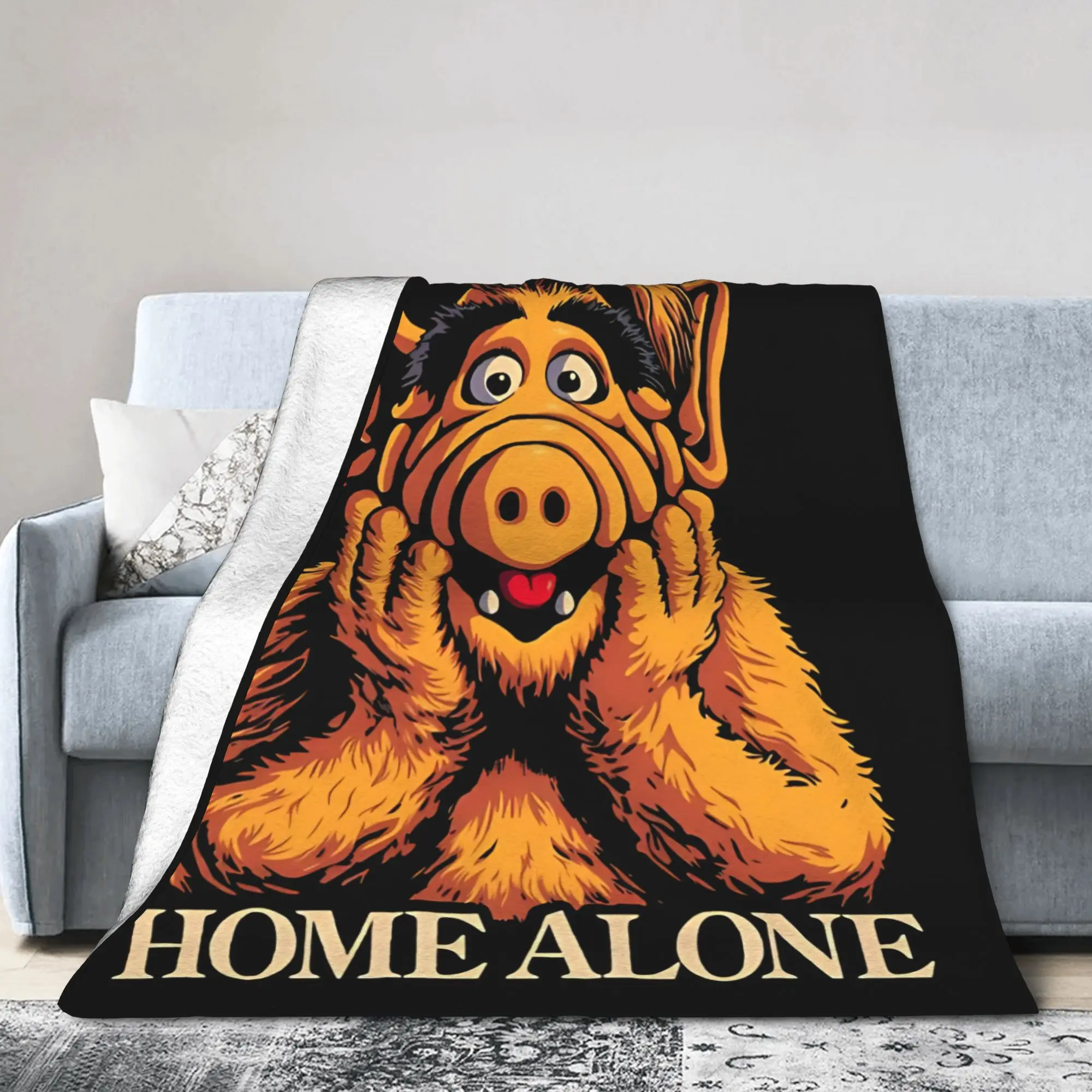 Funny Alf Alien Life Form Scream Flannel Blanket  Awesome Throw Blankets for Bed Sofa Couch 150*125cm Bedspreads
