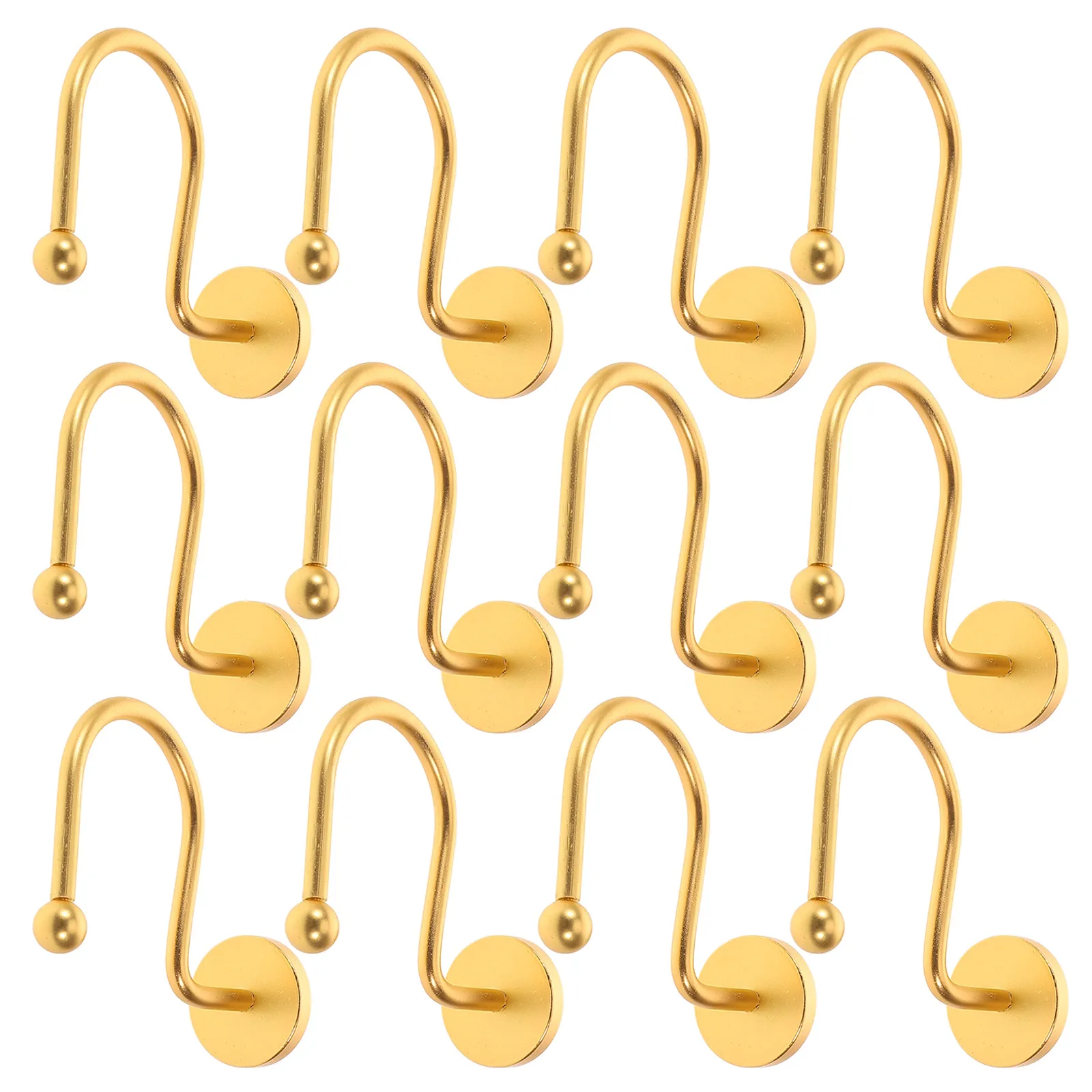 

12pcs Bathroom Hooks Shower Curtain Rings Round Metal Hanger For Shower Rod Decorative Modern Gold Finish Curtain Accessories