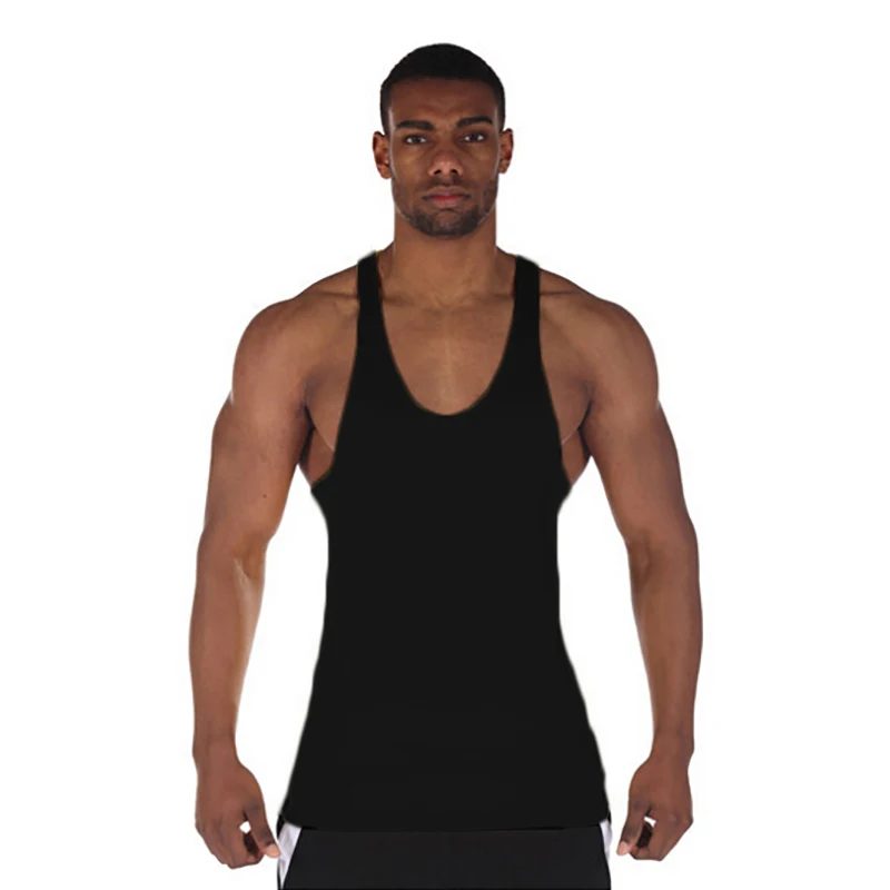 

Summer Fashion Suspenders Gym Bodybuilding Fitness Workout Tank Tops Men Cotton Breathable Sleeveless Racer Back Muscle Singlets