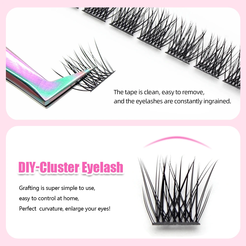 YUANZHIJIE DIY Cluster Eyelash Extension Wispy Lash Fluffy Individual Premade fans 0.07 Russian Volume Mink Bundle Lashes Makeup