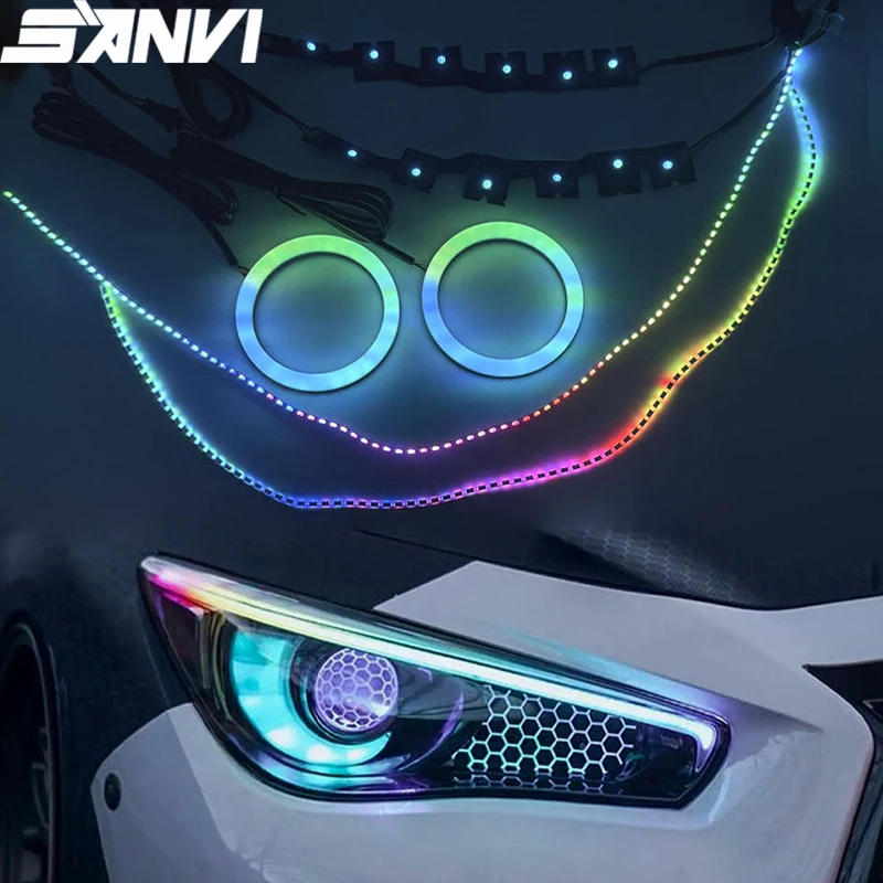 

SANVI RGB Chasing светодиодные указатели поворота последовательные кольца DRL Halo для Infiniti Q50 дневные ходовые огни ангельские глазки светодиодные аксессуары