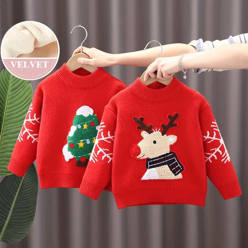 Baby Sweaters Children Sweaters Kids Knitting Pullovers Tops Toddler Boys Girls Chrismas Cartoon Long Sleeve Winter Coat