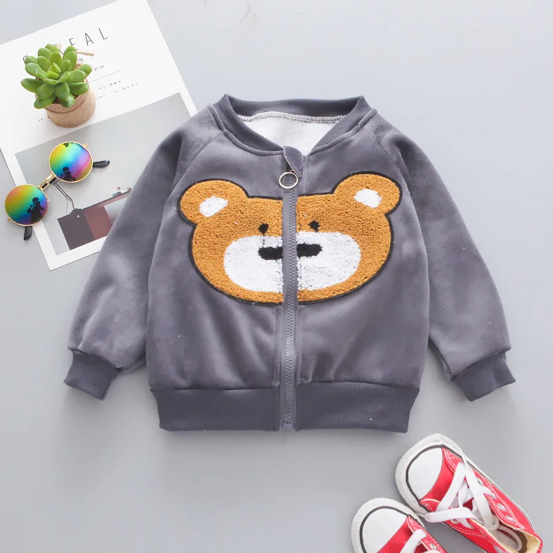 1 2 3 4 Years Winter Baby Boys Clothing Sets Cartoon Bear Keep Warm Coat + Hooded Zipper Vest And Pants Girls Suits Kids Clothes