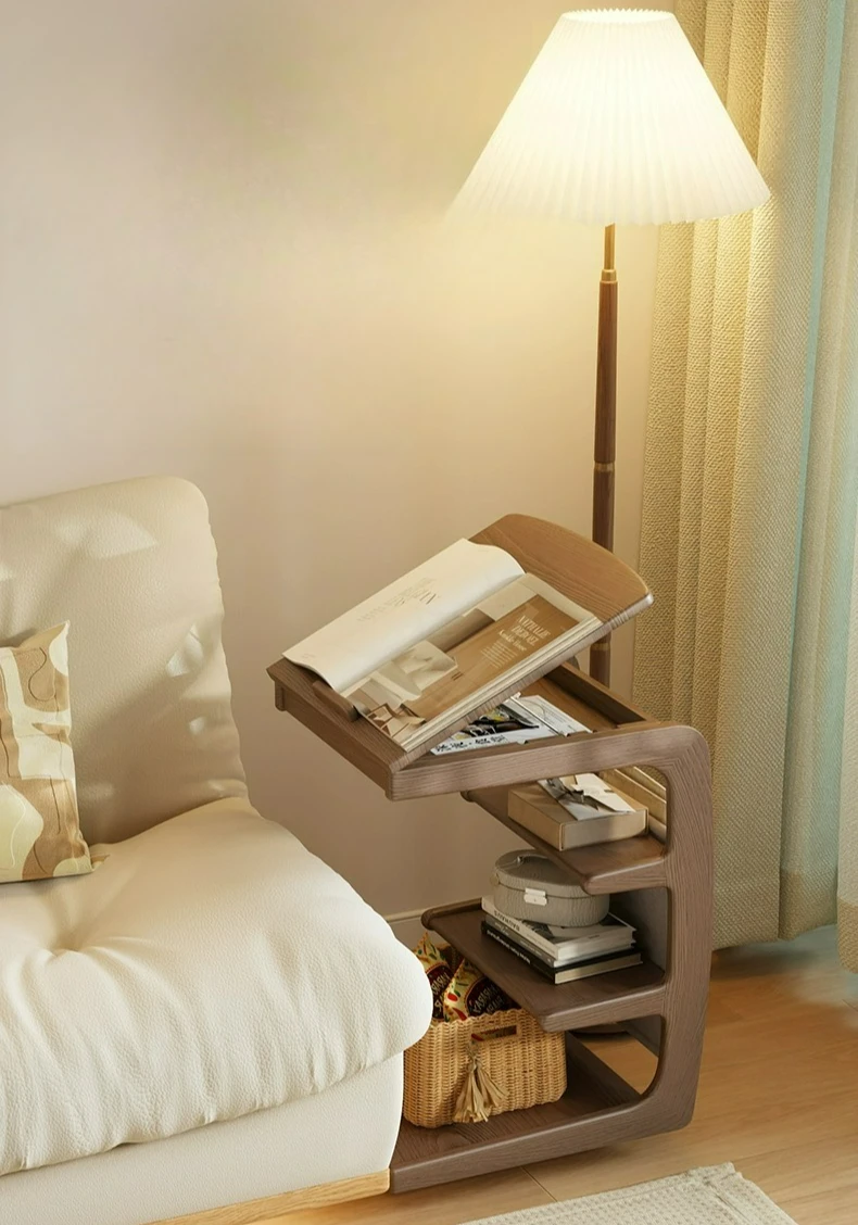 

Customizable Solid Wood Edge Table Removable Living Room with Wheels Side Cabinet Bedside Shelf Household Coffee Table Small