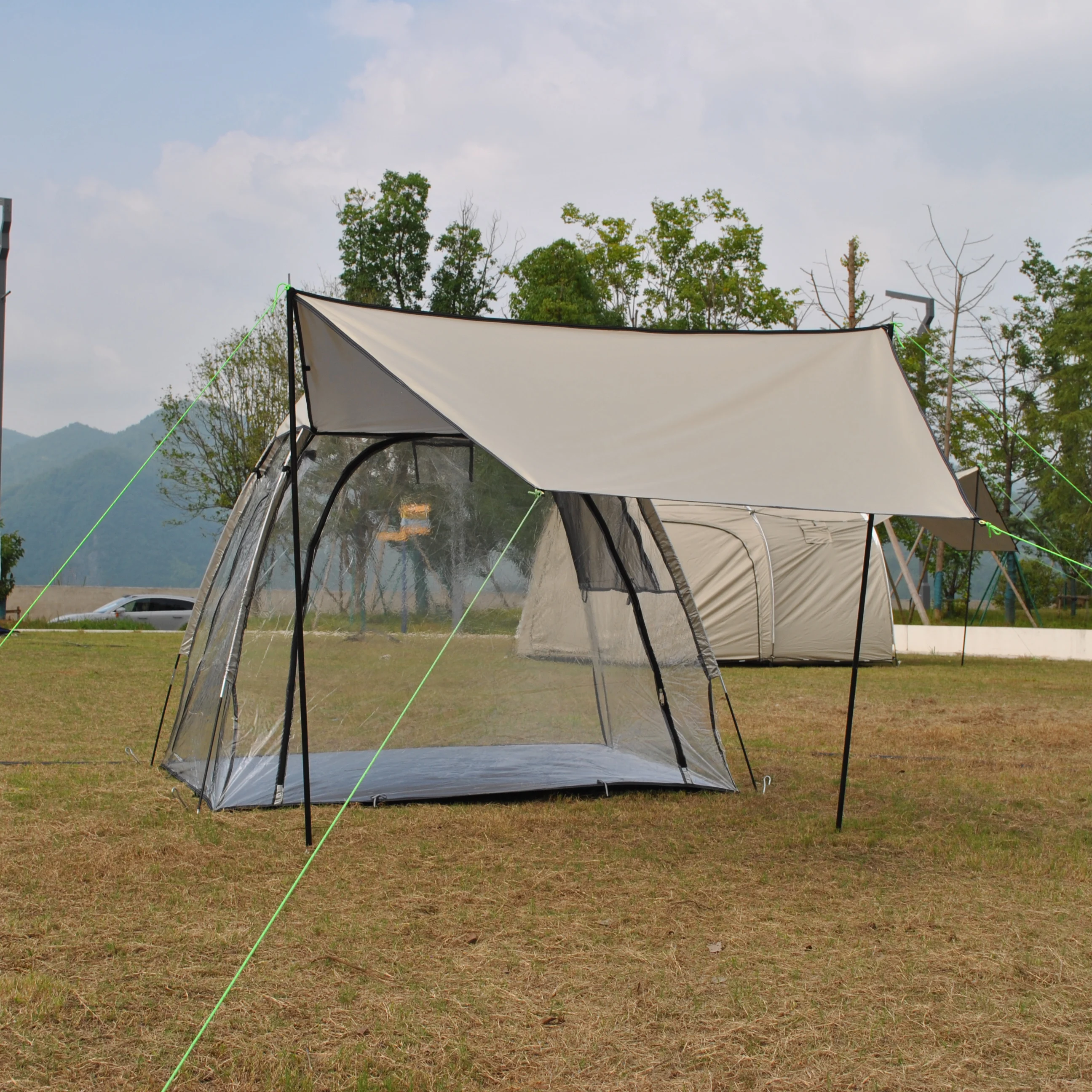 

Большая прозрачная палатка для 2 человек, спортивная водонепроницаемая для холодной погоды, прозрачная для рыбалки на открытом воздухе, укрытие от дождя и солнца с брезентовым сетчатым окном