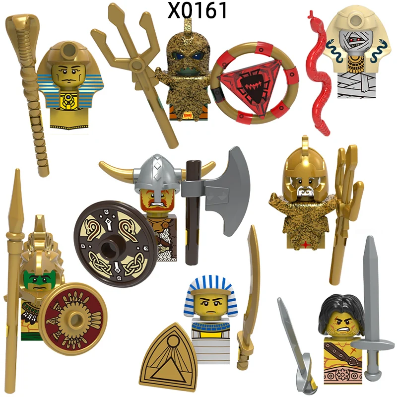 The Pharaoh Atlantis Aztec Viking Egyptian Warrior Mummy Barbarian Model Blocks MOC Bricks Set Gifts Toys For Children X0161