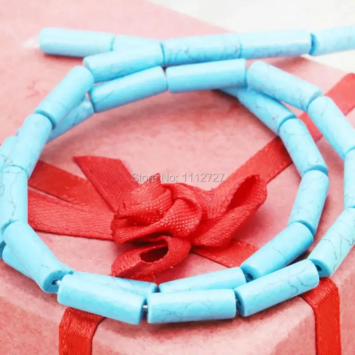 Accessory Crafts Blue Turkey Turquoise Howlite Chalcedony Loose DIY Beads Stone Bamboo Tube Jewelry Making 15inch 5X14mm Fitting
