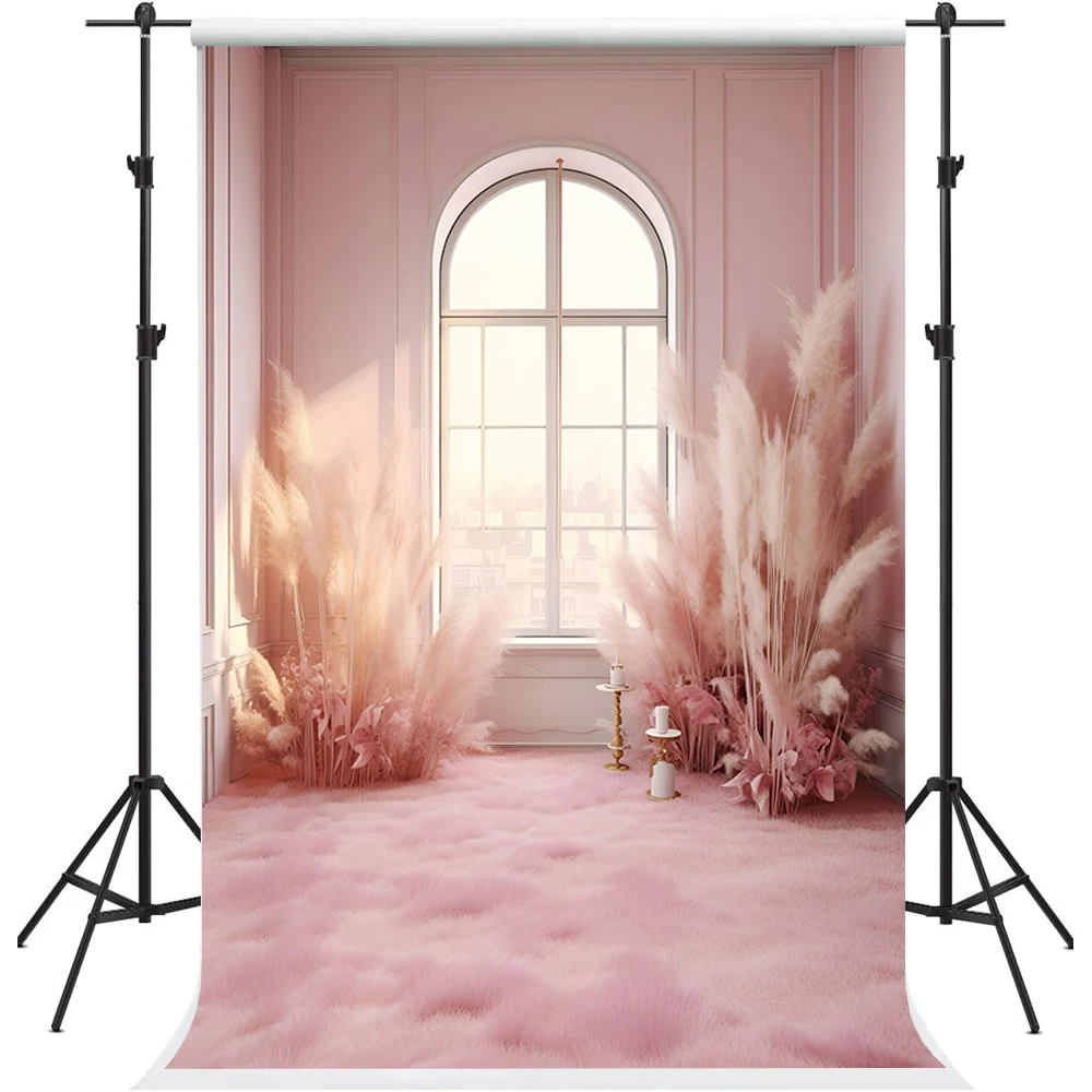 Mehofond Photography Background Pink Indoor Boho Pampas Kid Birthday Wedding Party Maternity Portrait Decor Backdrop Photo Studi