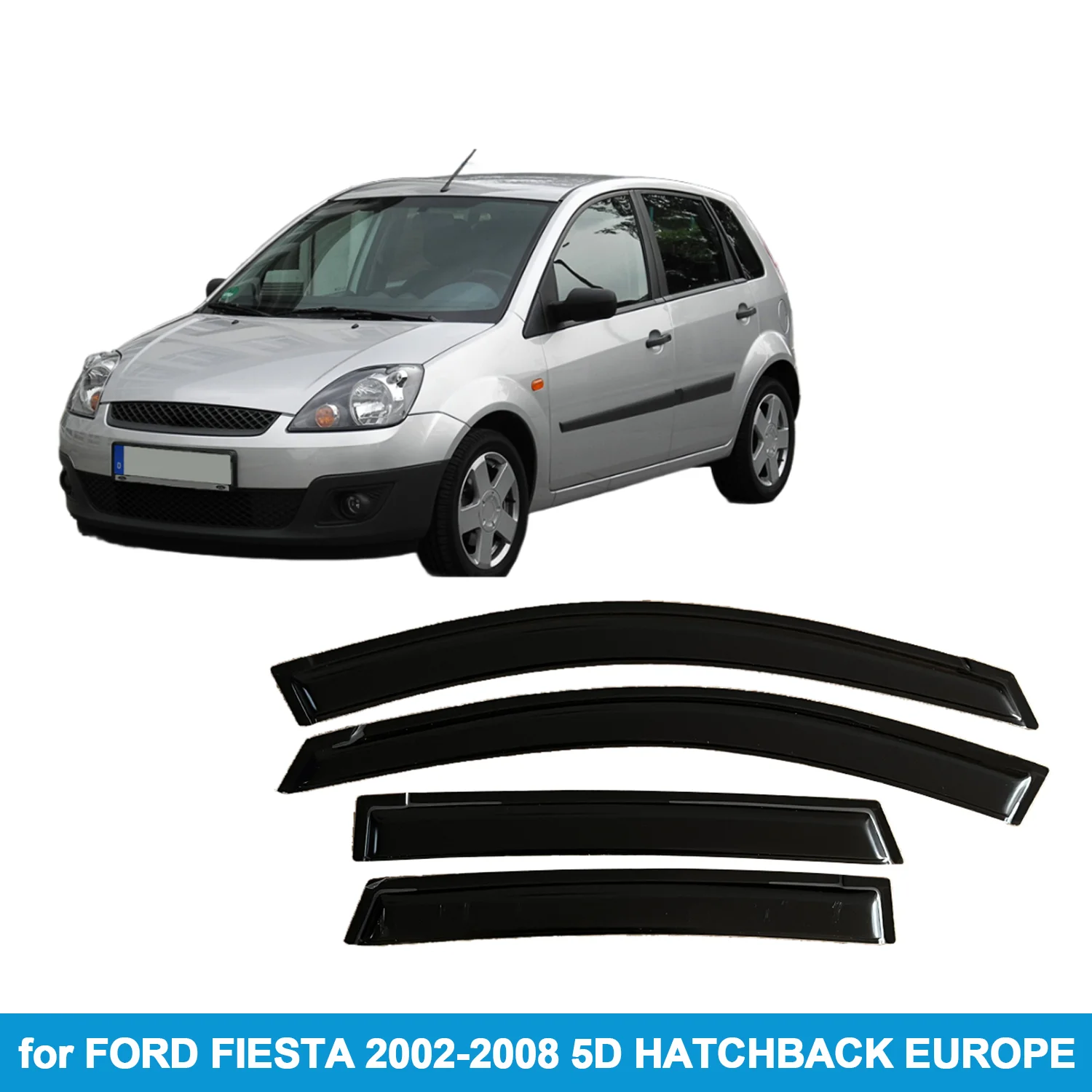 

Оконный козырек для FORD FIESTA 2002-2008 5D HATCHBACK EUROPE, защита от дождя, боковой дефлектор, защита от атмосферных воздействий, лента для наружного крепления