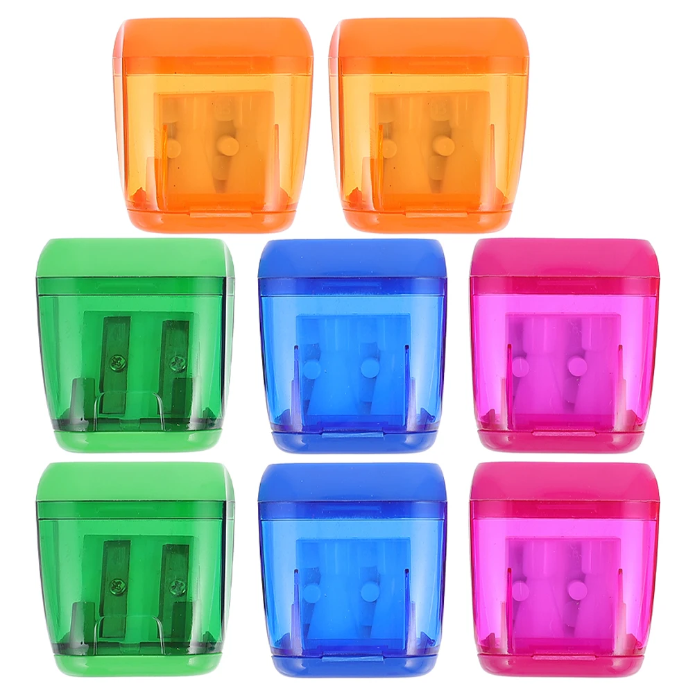 

8pcs Pencil Sharpeners Manual Double Hole PP Material Smooth Core Portable H held Office Supplies Mini Tools For
