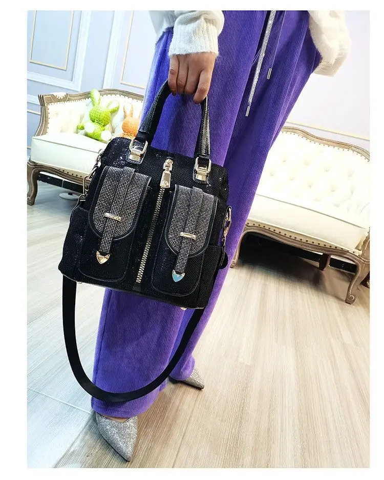 European  American fashion set auger sequins female bag leisure multi-purpose bag shoulder handbag BaoChao oblique satchel