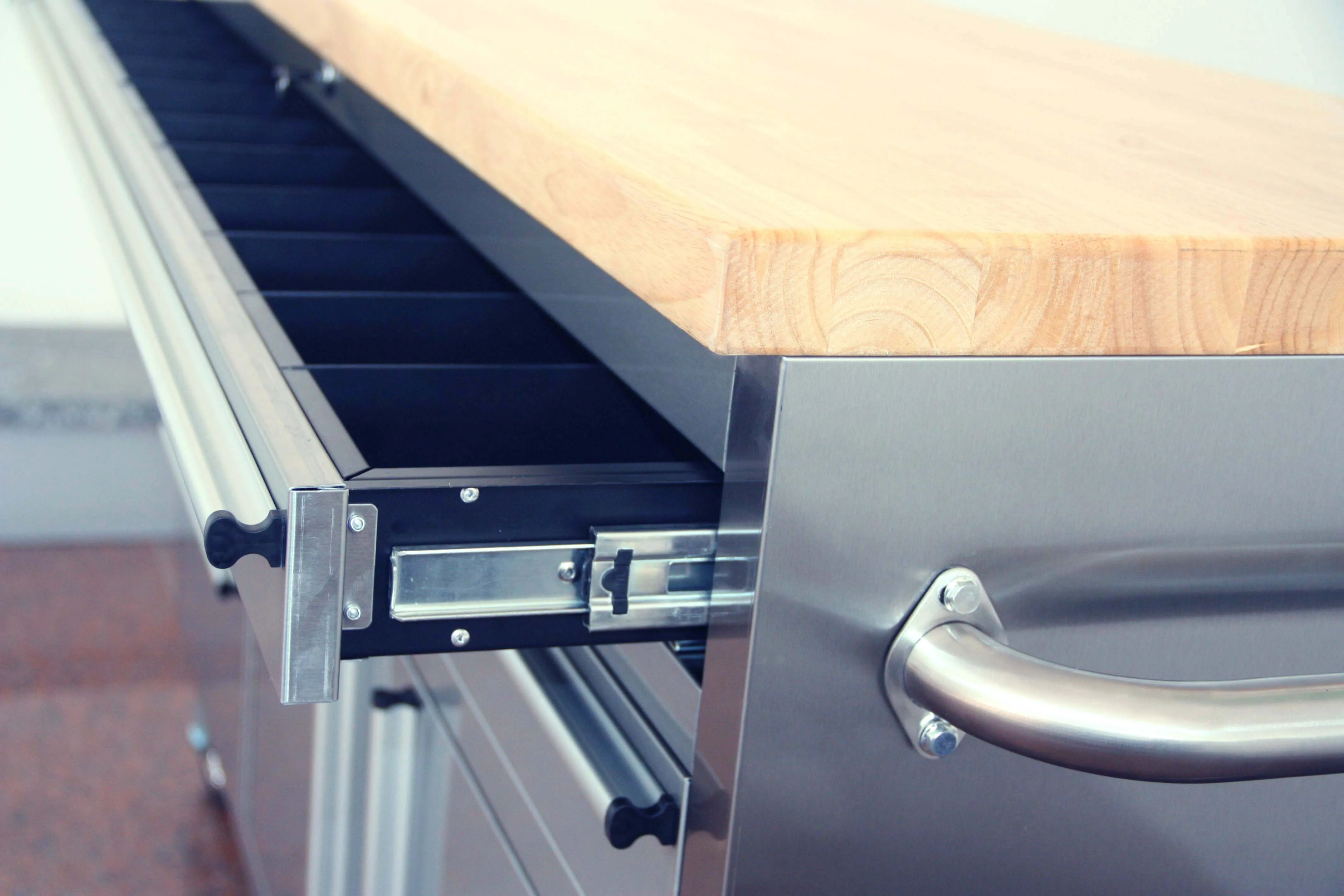 60 بوصة 6 أدراج صندوق أدوات من الفولاذ المقاوم للصدأ خزانة دوارة مع صندوق أدوات الأدوات