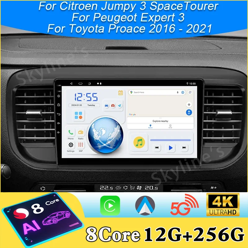 Android 16 Car Video For Citroen Jumpy 3 SpaceTourer For Peugeot Expert 3 For Toyota Proace 2016 - 2021 Android GPS Navigation