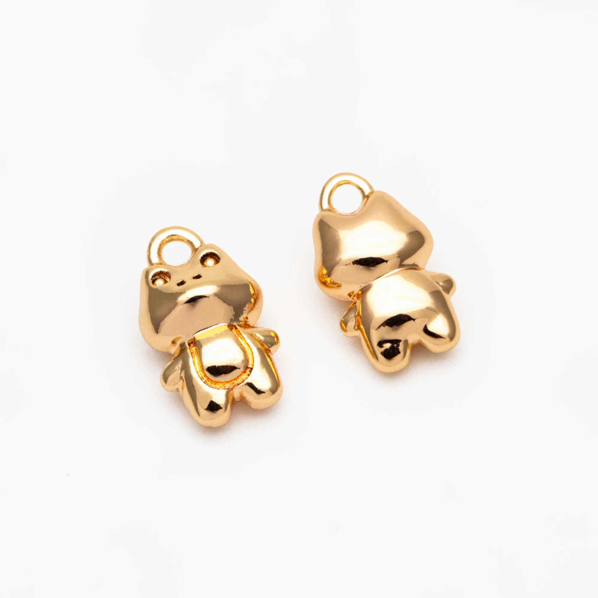 10pcs Gold Cute Frog Charm, 18K Gold Plated Brass, Kawaii Animal Charms For Jewelry Making Diy Accessories Supplies (GB-4192)