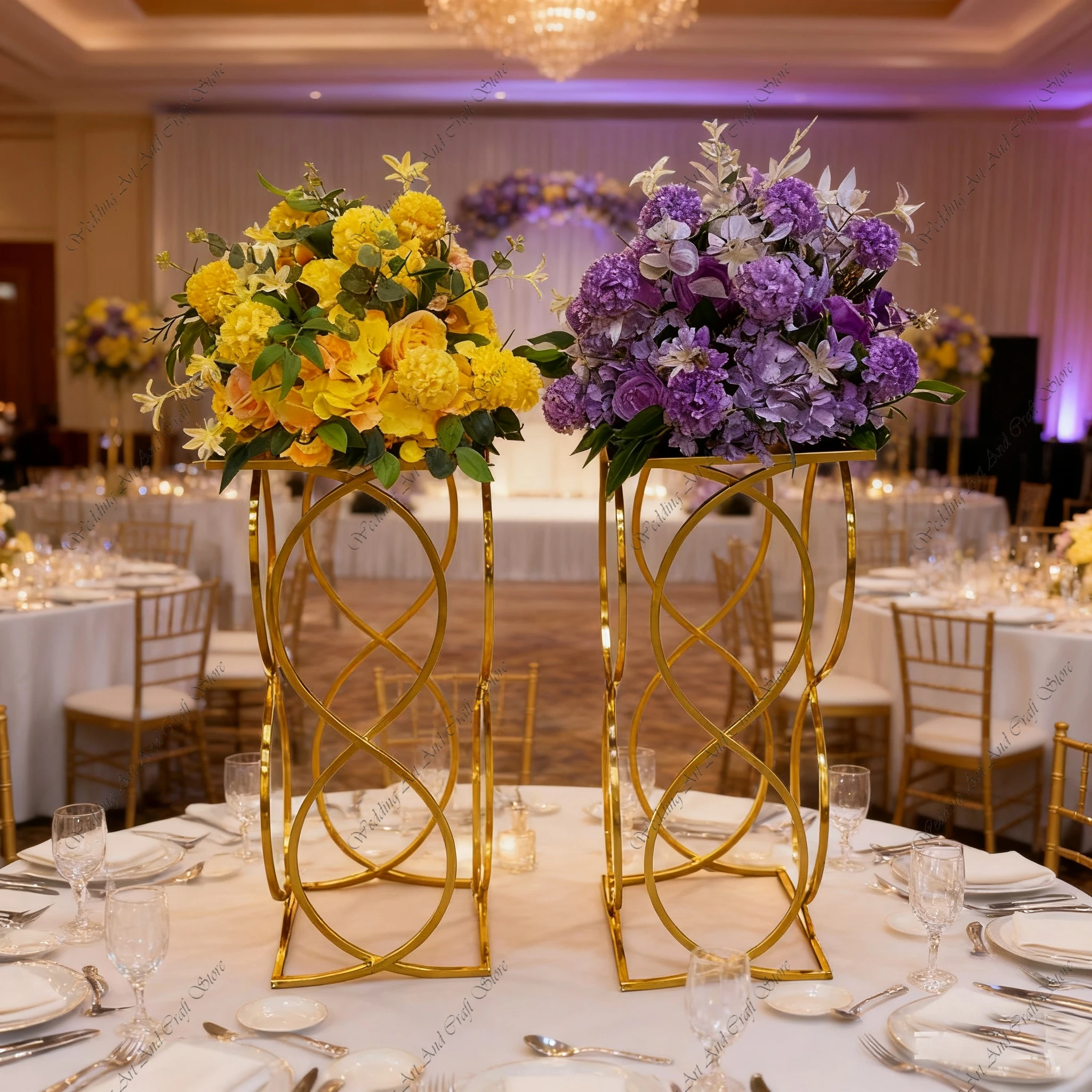 

10pcs 70/80/90/100cm Trumpet Shape sliver Gold Vases for Wedding Centerpieces Road Lead Flower Vases For Wedding Party Decor 77