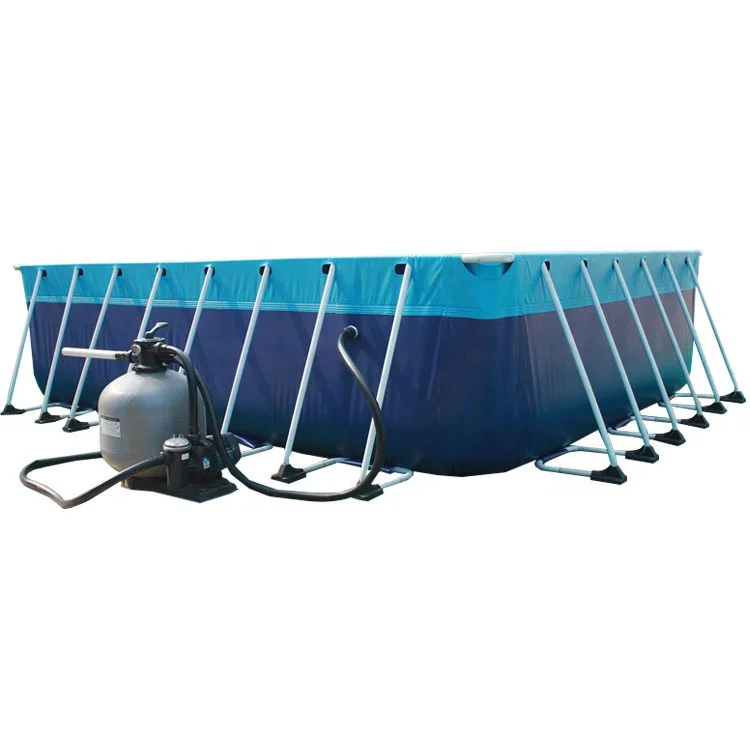 Commercial Rectangle Outdoor Metal Large Frame Amusement Park Swimming Pool with Filtration System