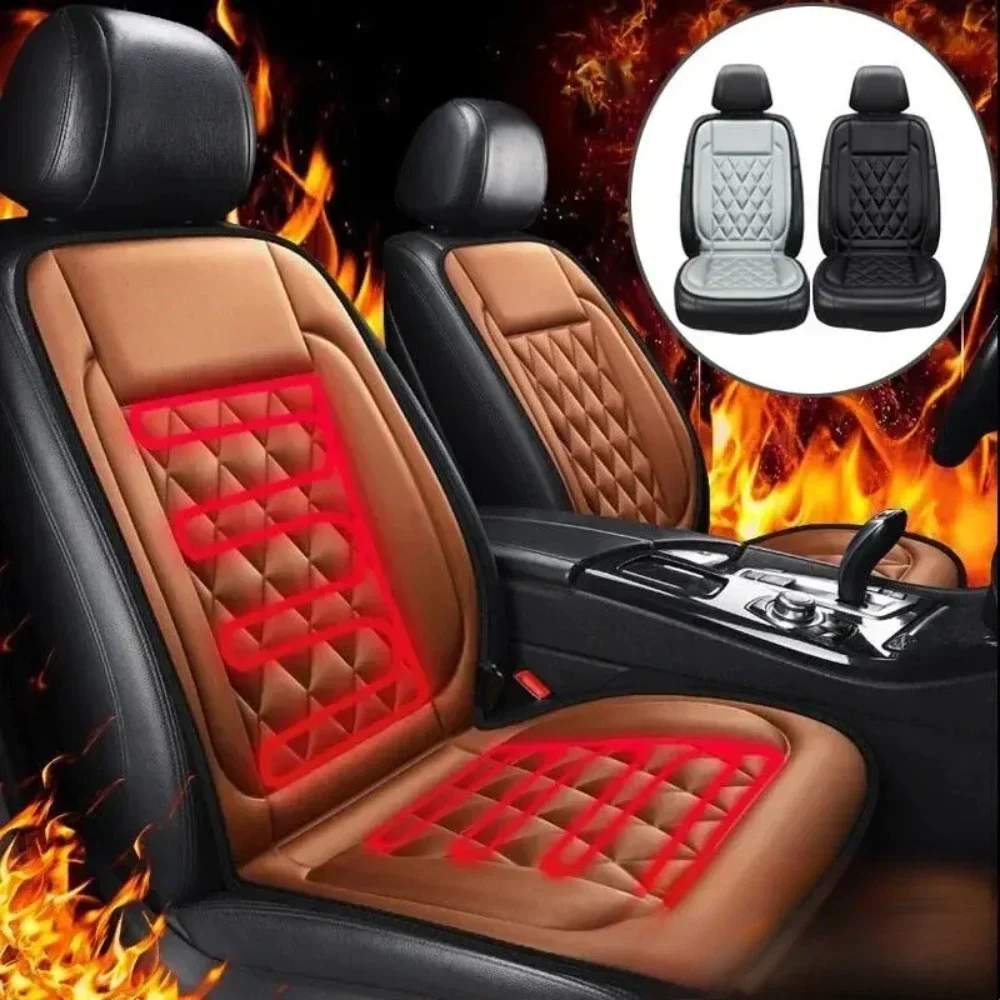 Heated Car Seat Cushion 12V/24V Fast Heating Car Seat Warm Winter Cover Cloth/Flannel Heater Automobile Covers Seat C7I4